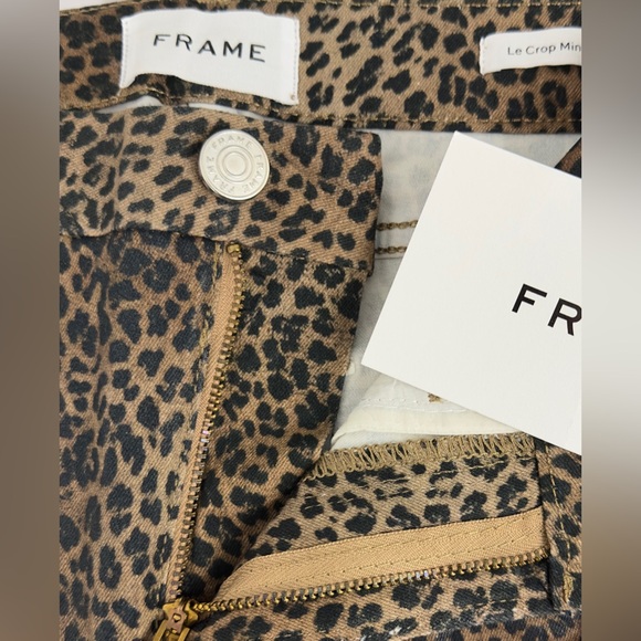 Frame Womens Le Crop Mid-rise Coated Leopard Print Mini Bootcut Jeans Si… - Picture 12 of 13